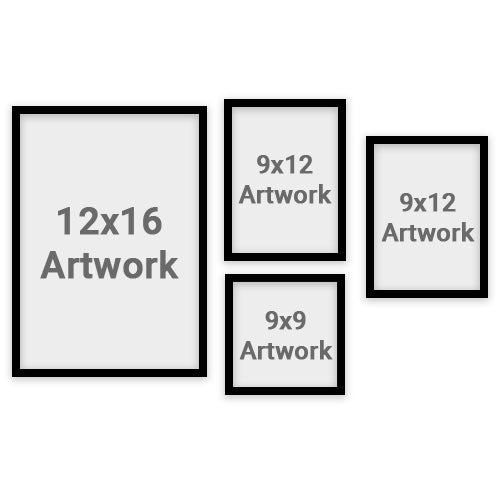 4 FRAME - 1 - 12X16 - 2 - 9X12 - 1 -9X9 - WITH BOX