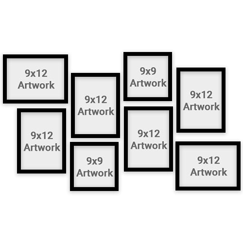 8 Frame - 6- 9x12 - 2- 9x9 - WITH BOX