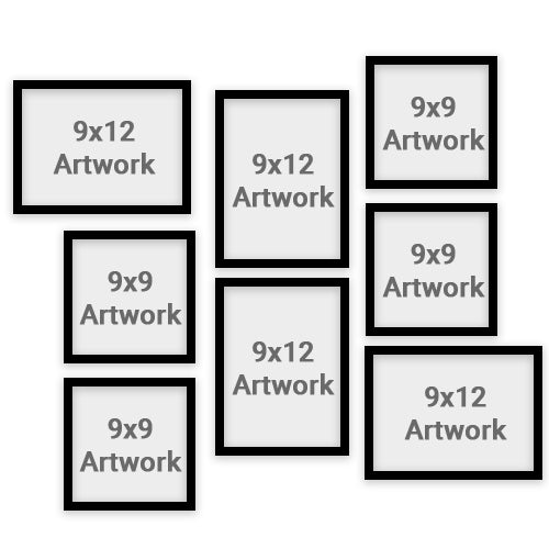 8 Frame - 4- 9x12 - 4- 9x9 - WITH BOX