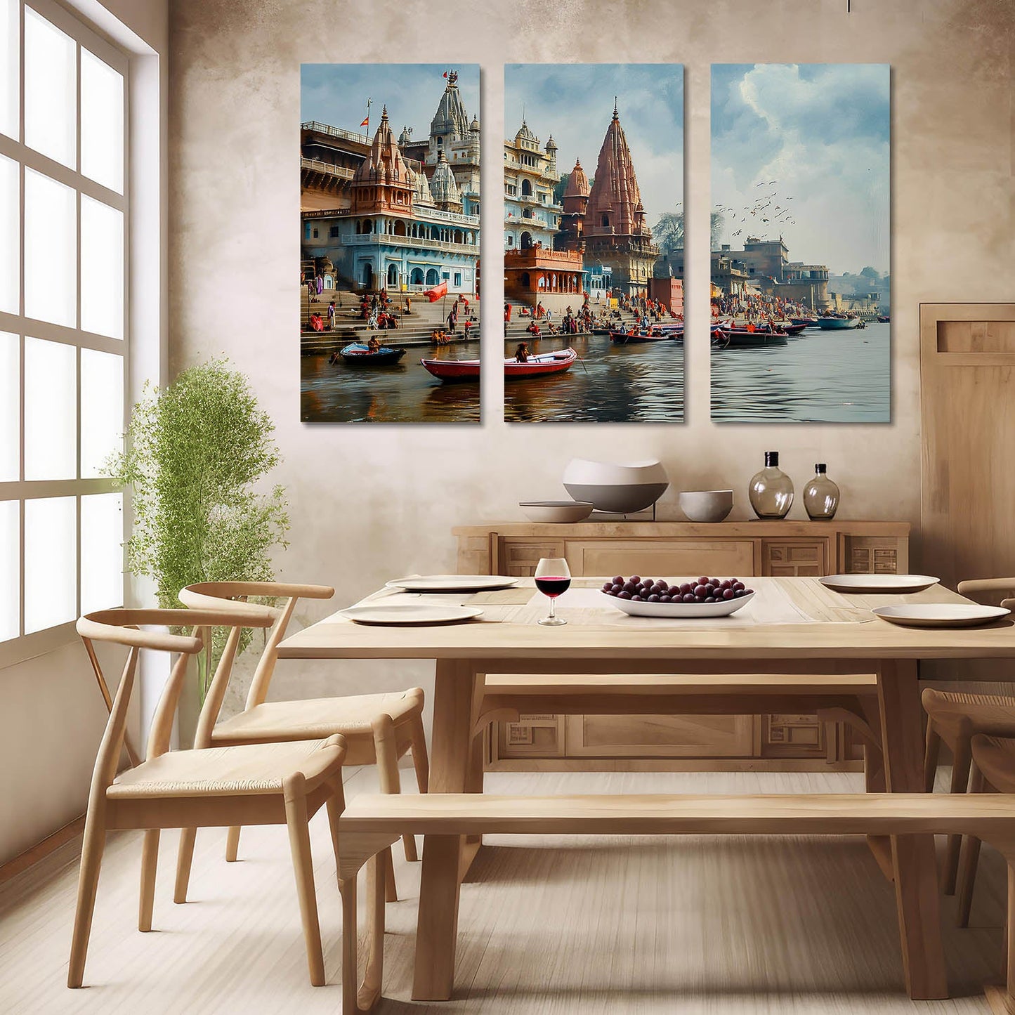 Banaras Ghat Canvas Art Set For Home Decor