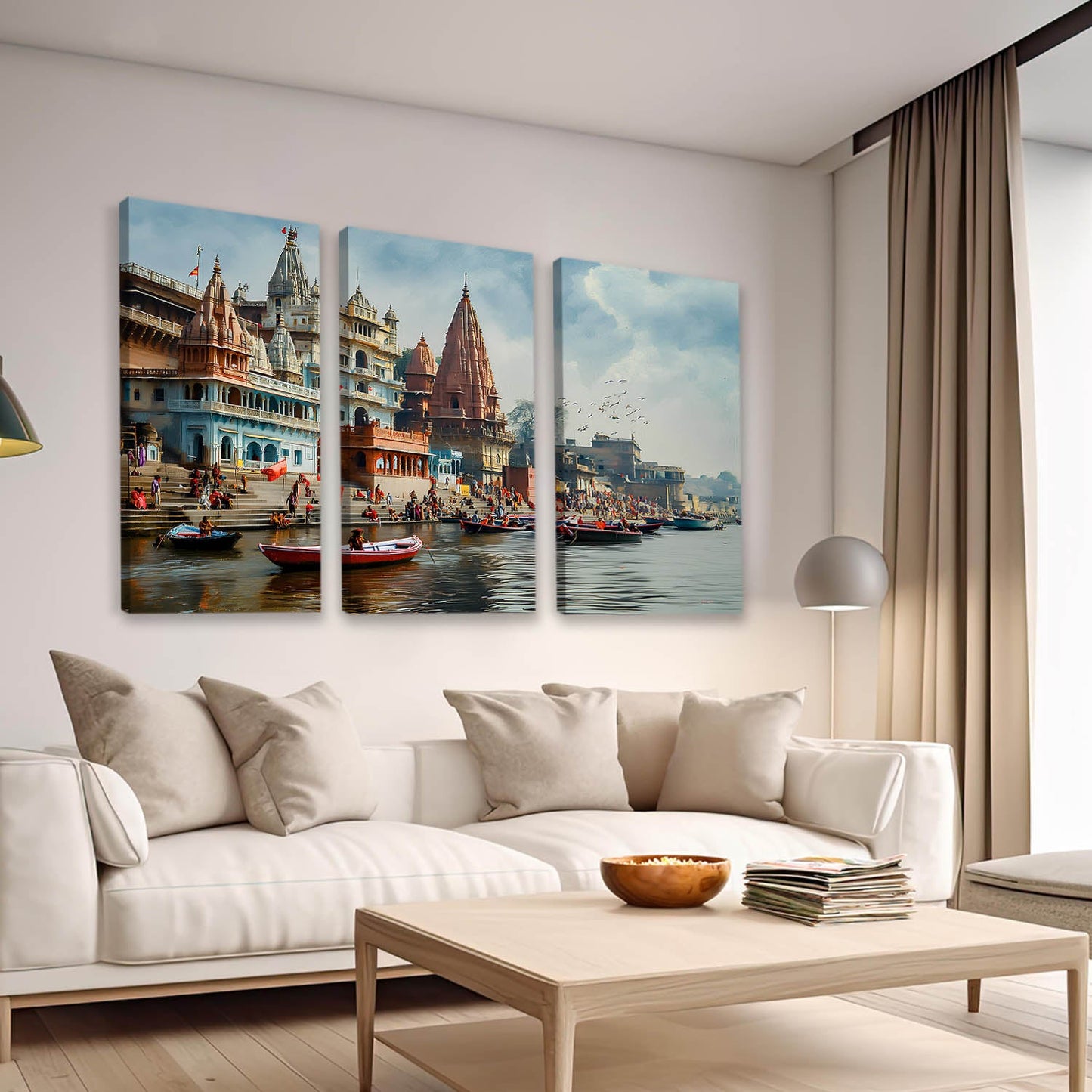 Banaras Ghat Canvas Art Set For Home Decor