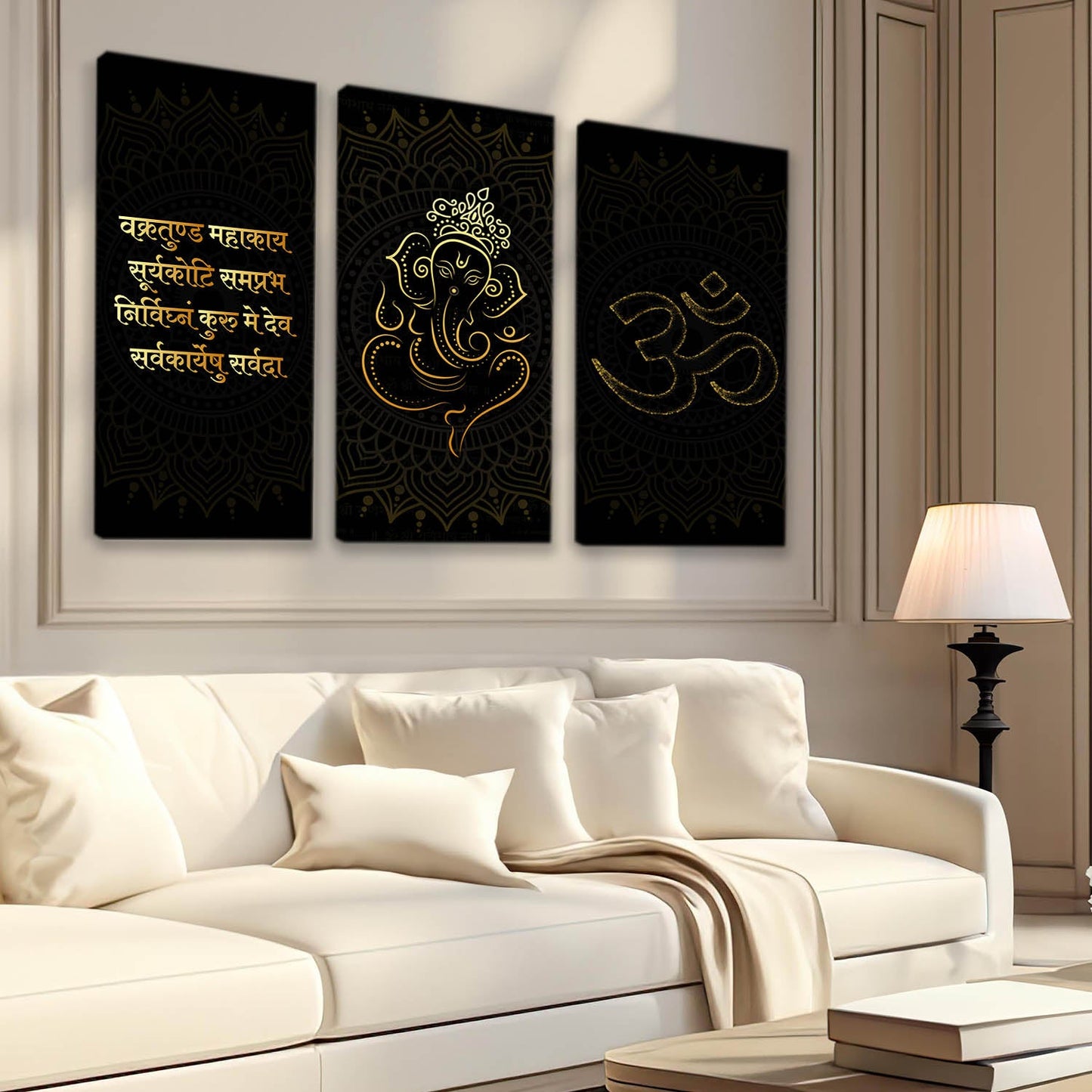 Religious Ganesh Ji Wall Canvas Art Set For Home Décor