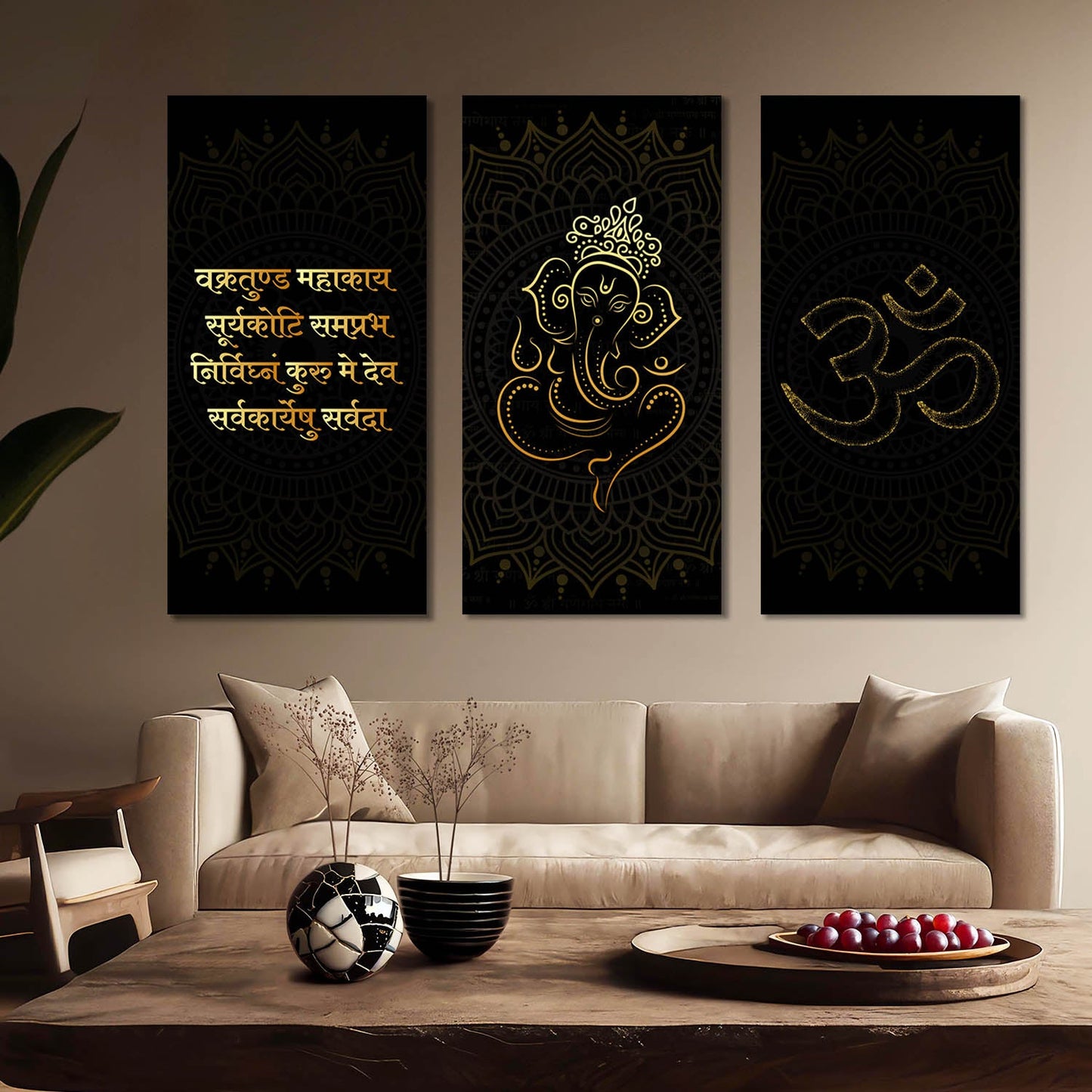 Religious Ganesh Ji Wall Canvas Art Set For Home Décor