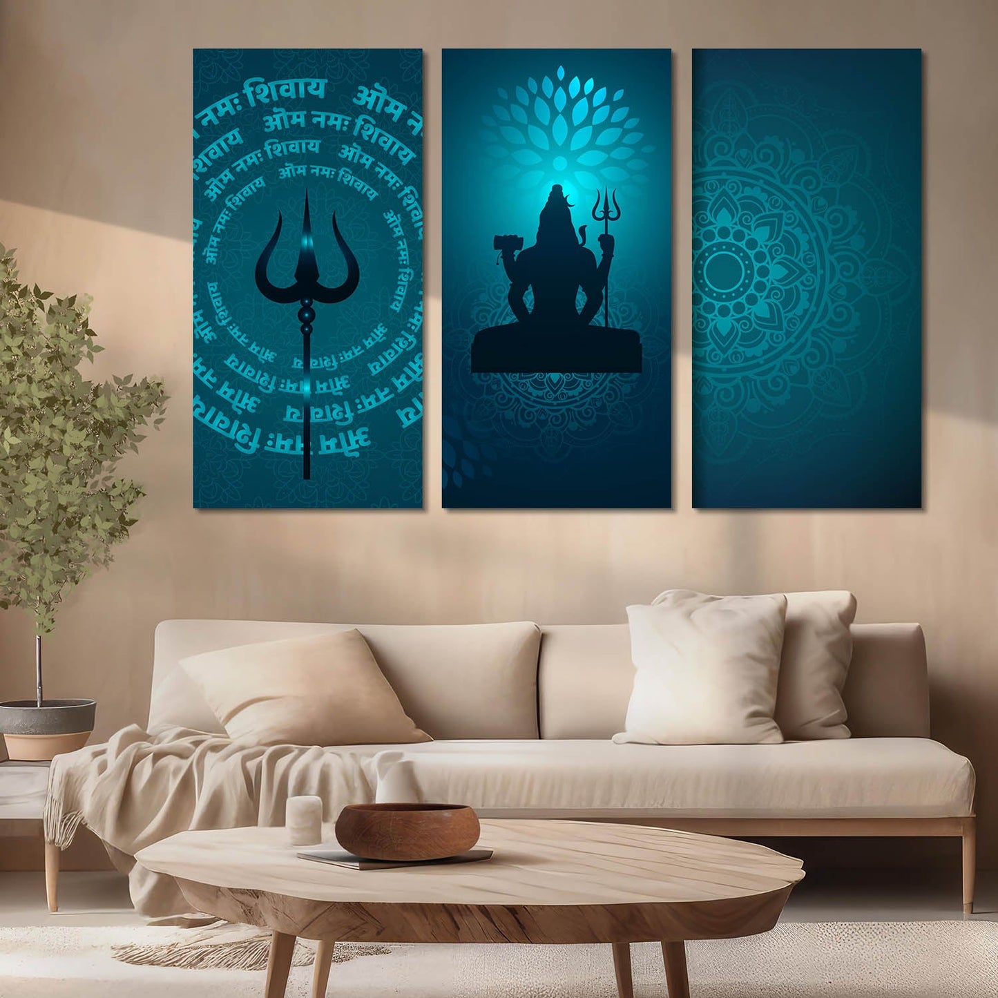 Religious Shiv Ji Wall Canvas Art Set For Home Décor