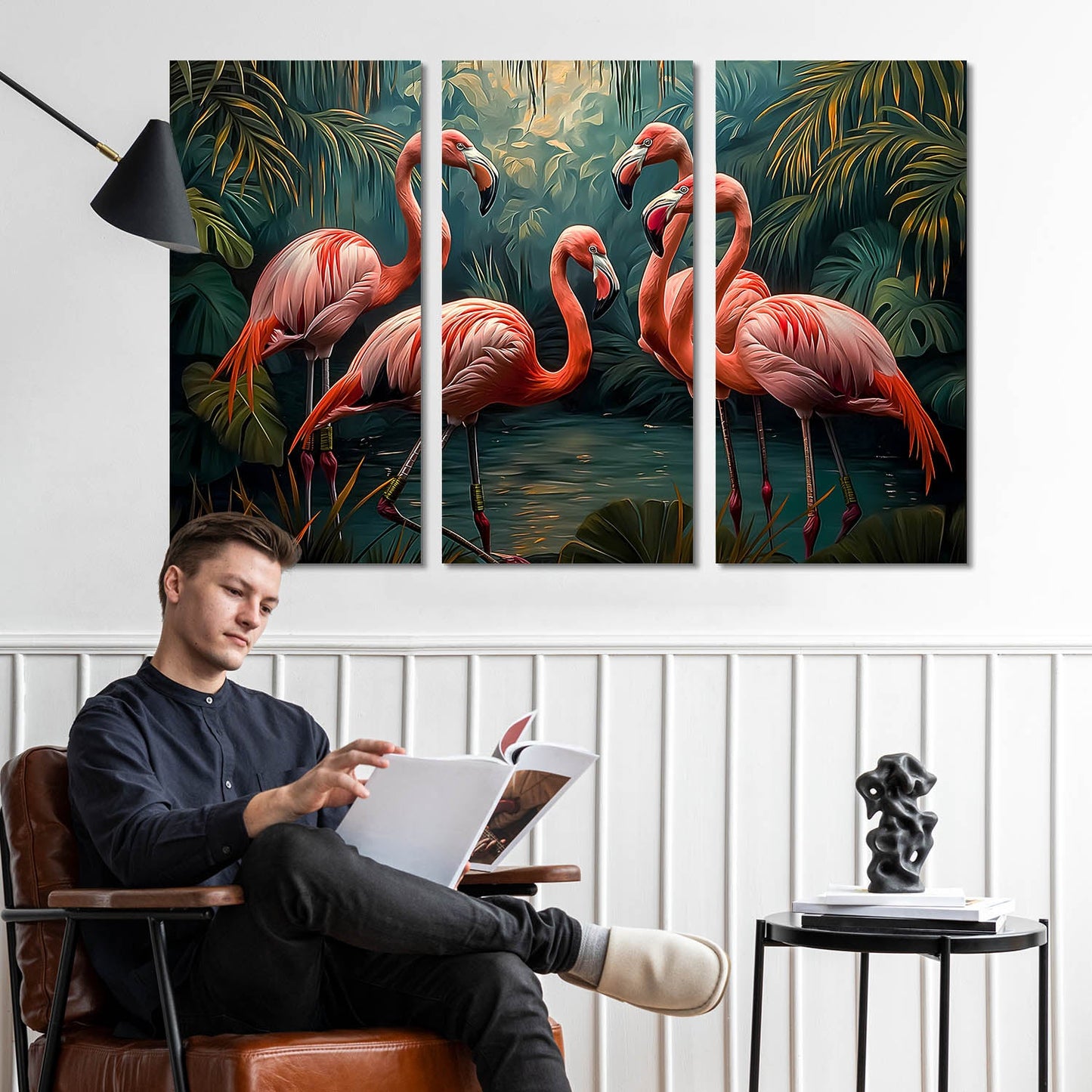 Tropical Flamingo Sanctuary - Vibrant Wildlife Canvas Art Set