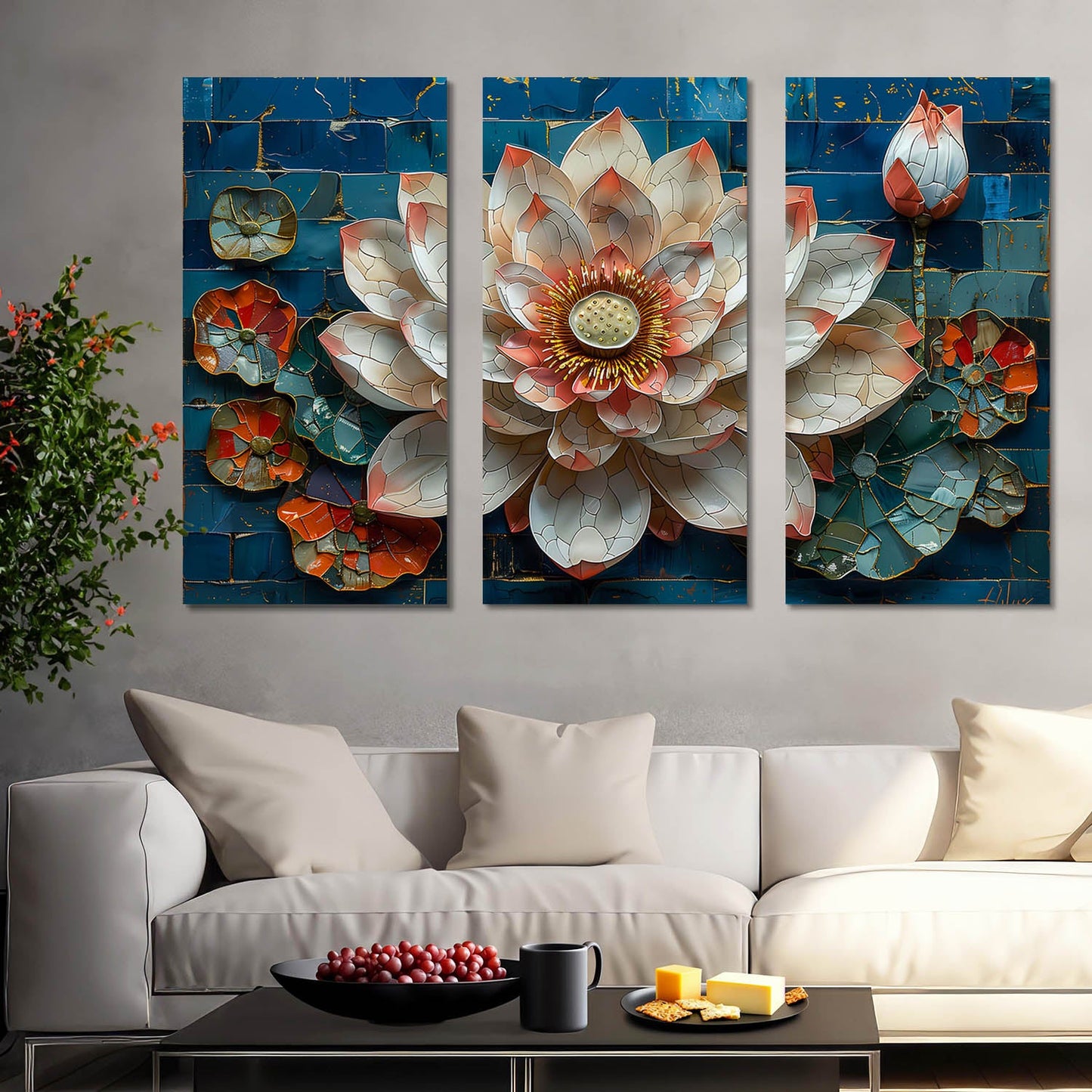 Lotus Flower Canvas Wall Painting for Wall Decoration