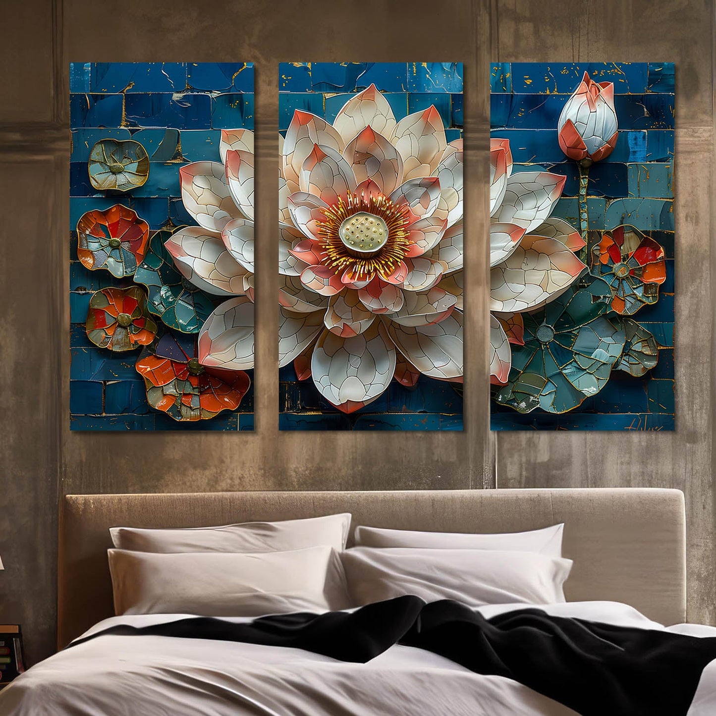 Lotus Flower Canvas Wall Painting for Wall Decoration