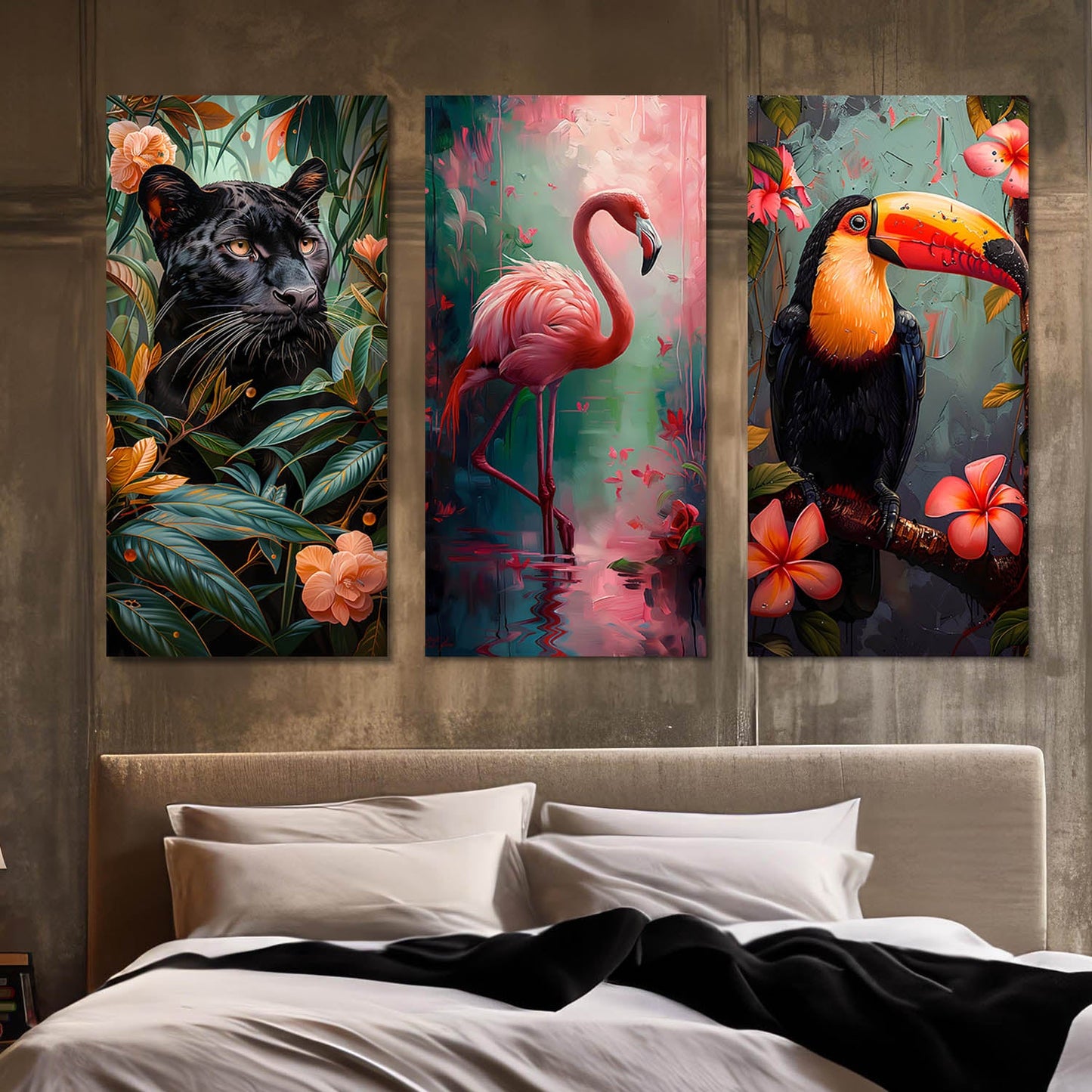 Vibrant Birds Canvas Wall Painting for Wall Decoration