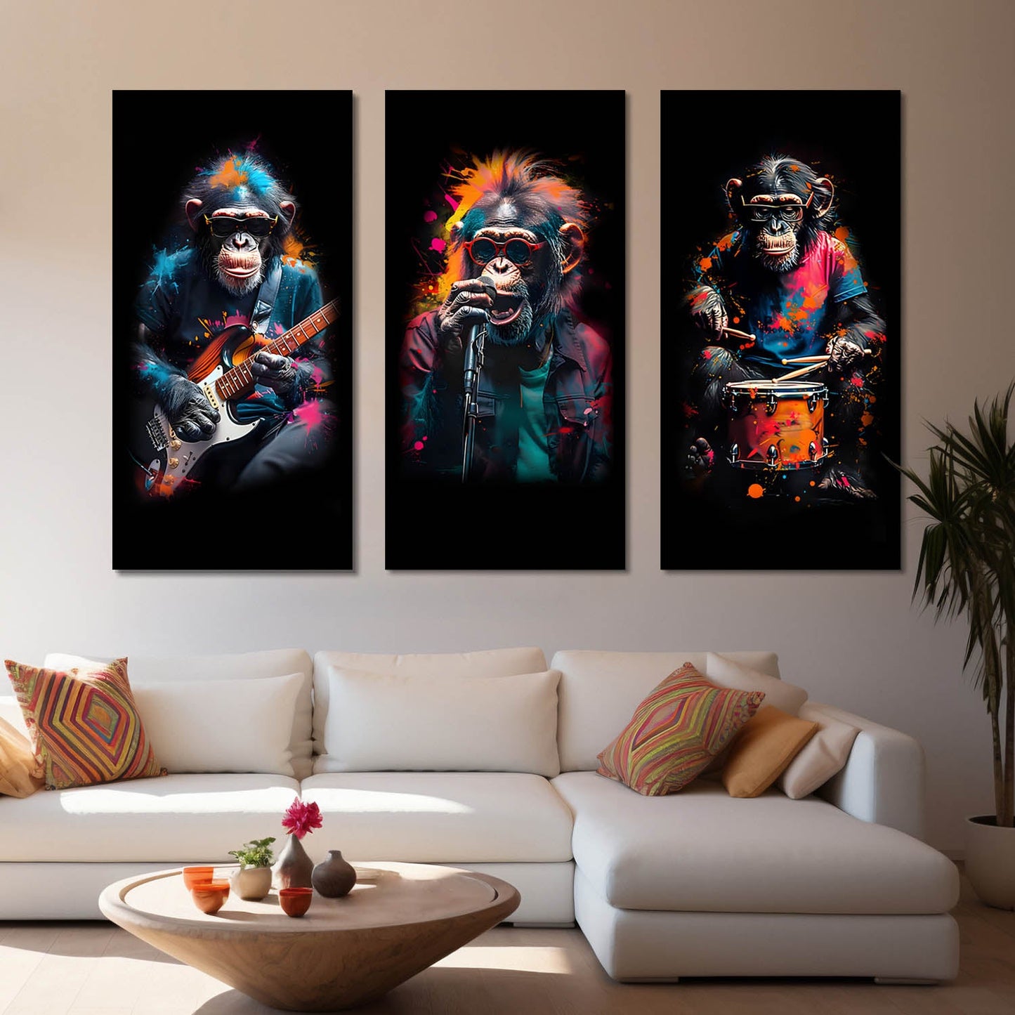 Monkey Modern Wall Art Canvas Art Set For Home Décor