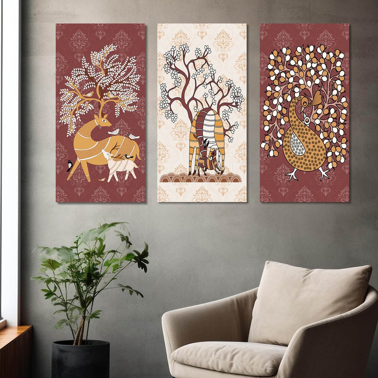 Gond Wall Art Canvas, Wall Painting for Living Room Wall Decoration