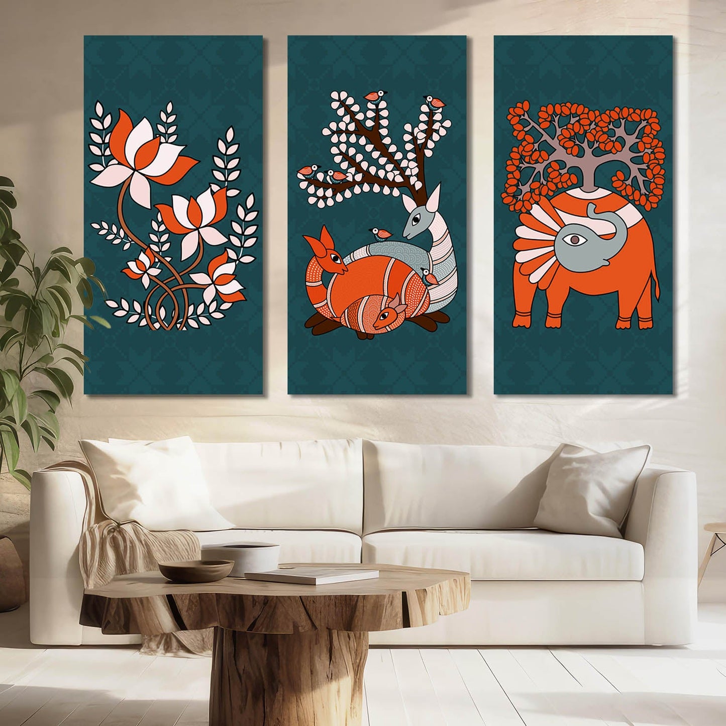 Gond Wall Art Canvas, Wall Painting for Living Room Wall Decoration