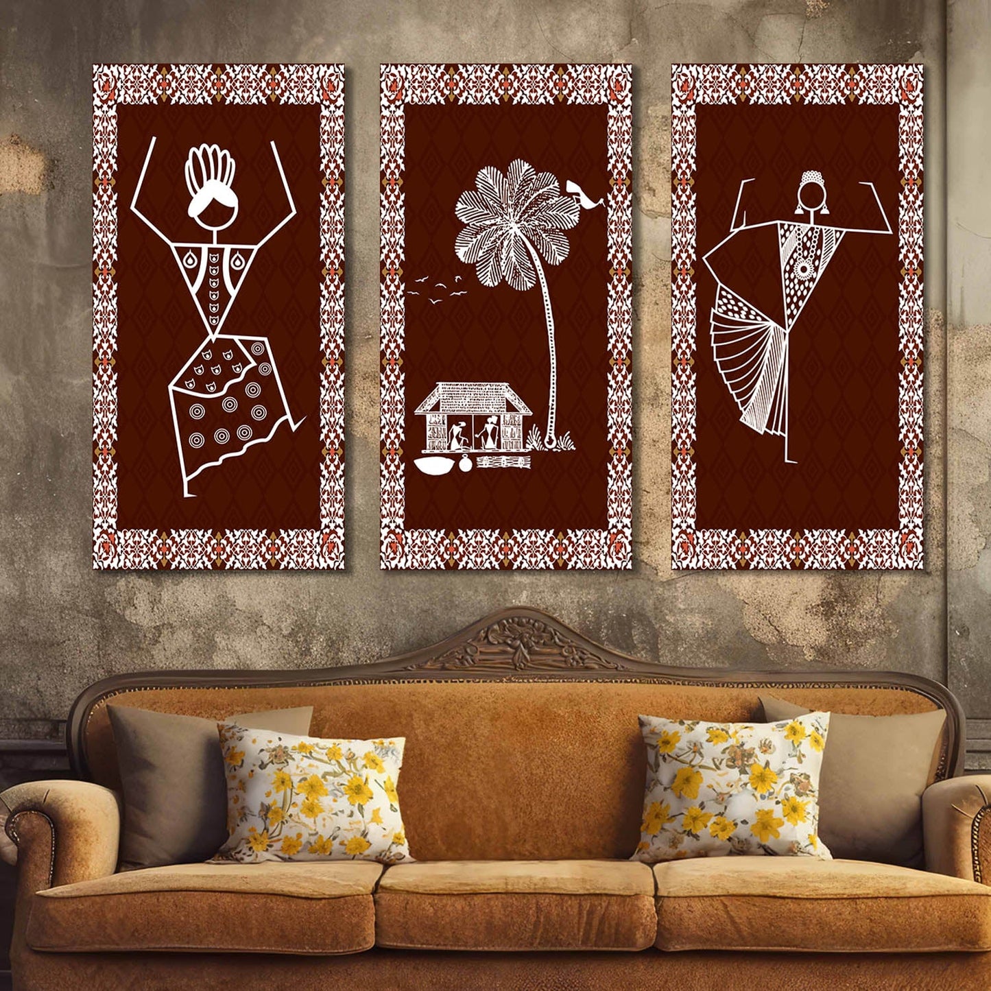 Warli Wall Art Canvas, Wall Painting for Living Room Wall Decoration