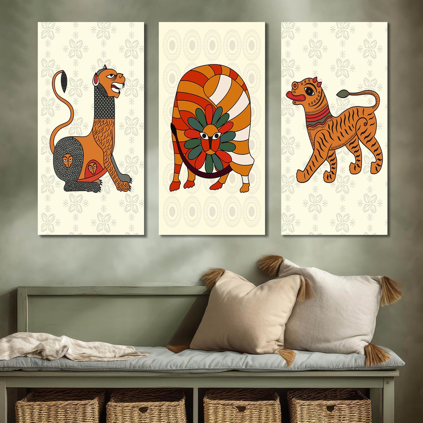 Gond Wall Art Canvas, Wall Painting for Living Room Wall Decoration