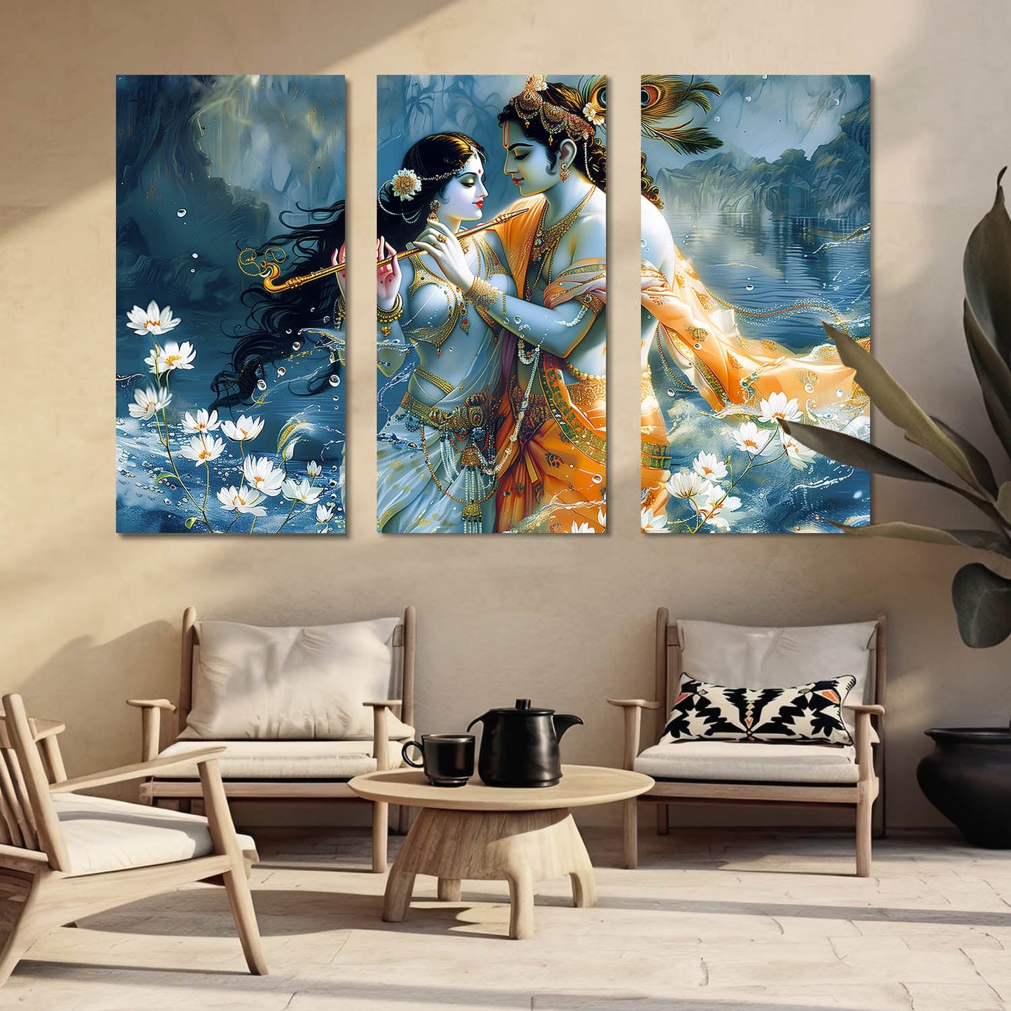 Indian God Krishna Ji Wall Art Canvas, Wall Painting for Living Room Wall Decoration