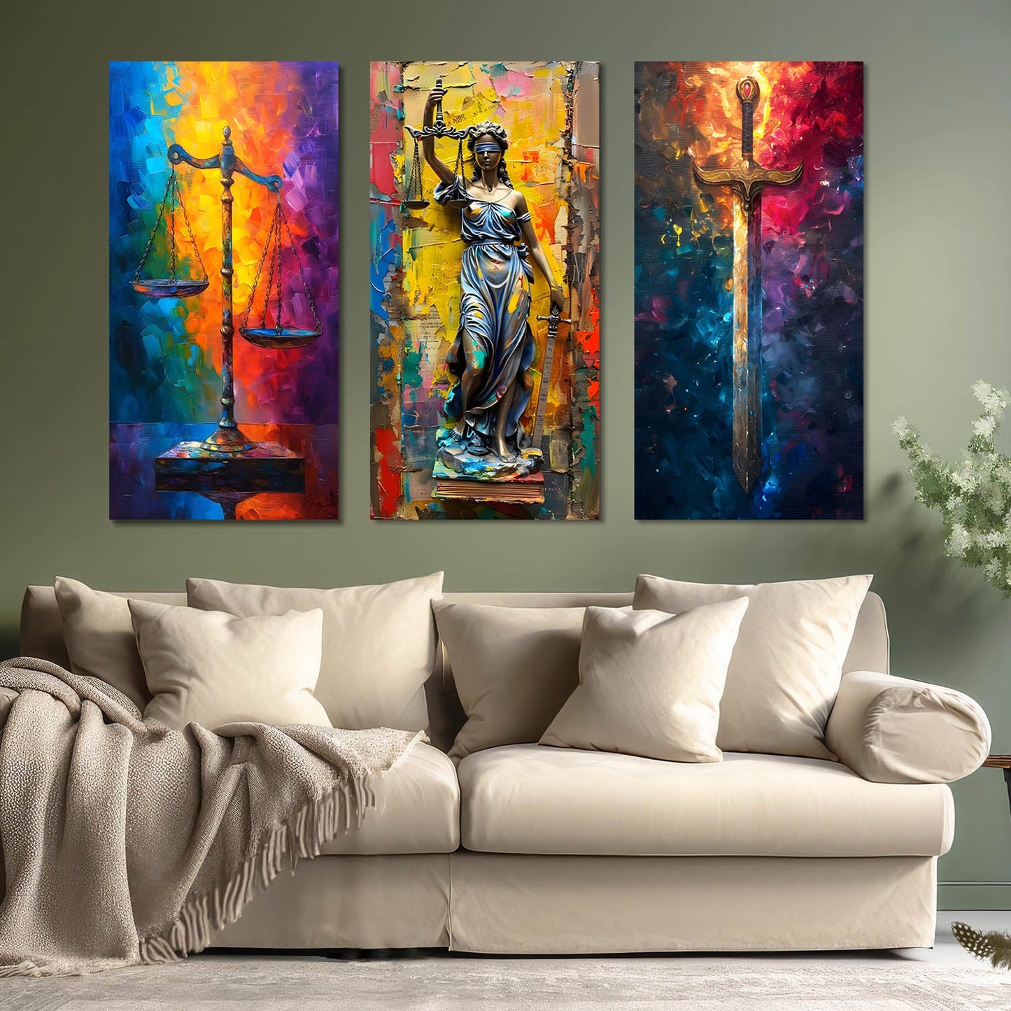 Goddess Of Justice Wall Art Canvas Art Set For Home Décor