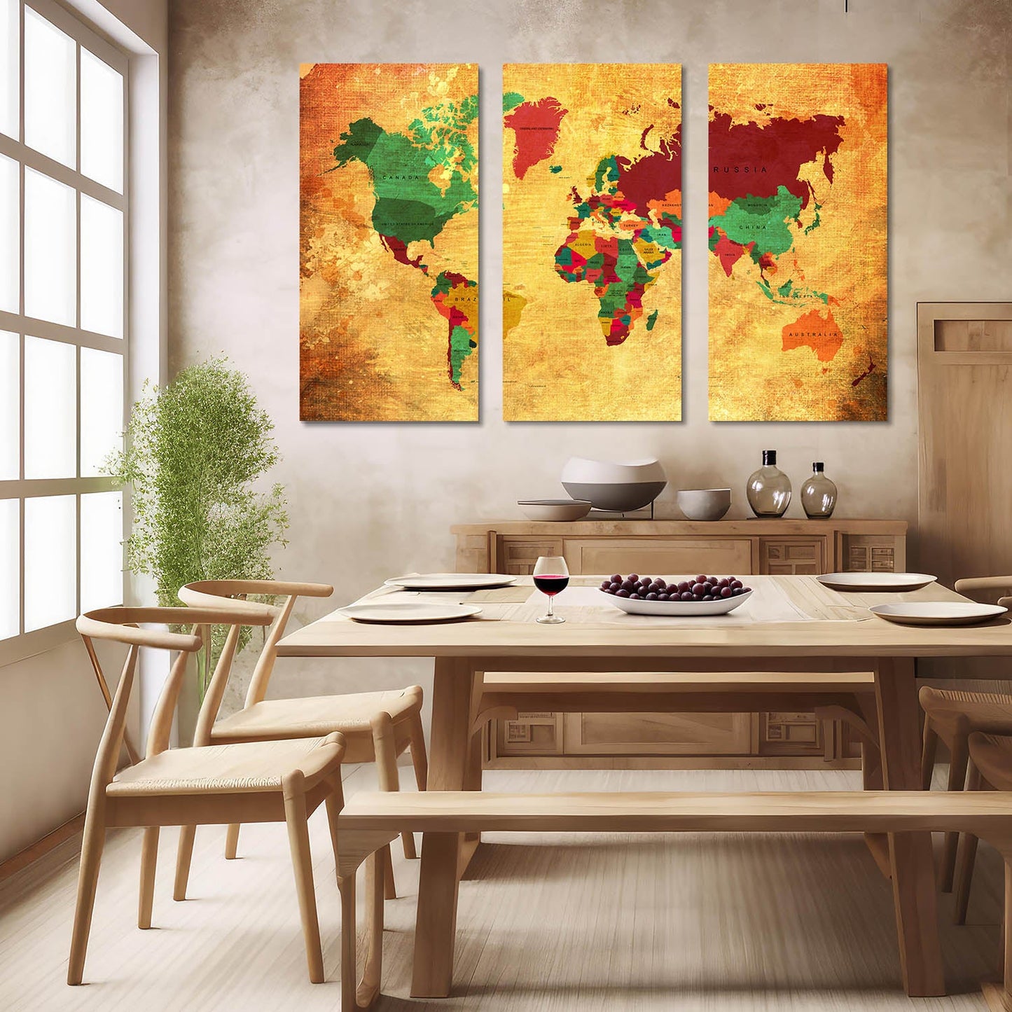 Map Wall Art Canvas, Wall Painting for Living Room Wall Decoration