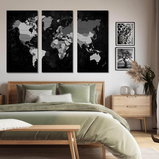 Map Wall Art Canvas, Wall Painting for Living Room Wall Decoration