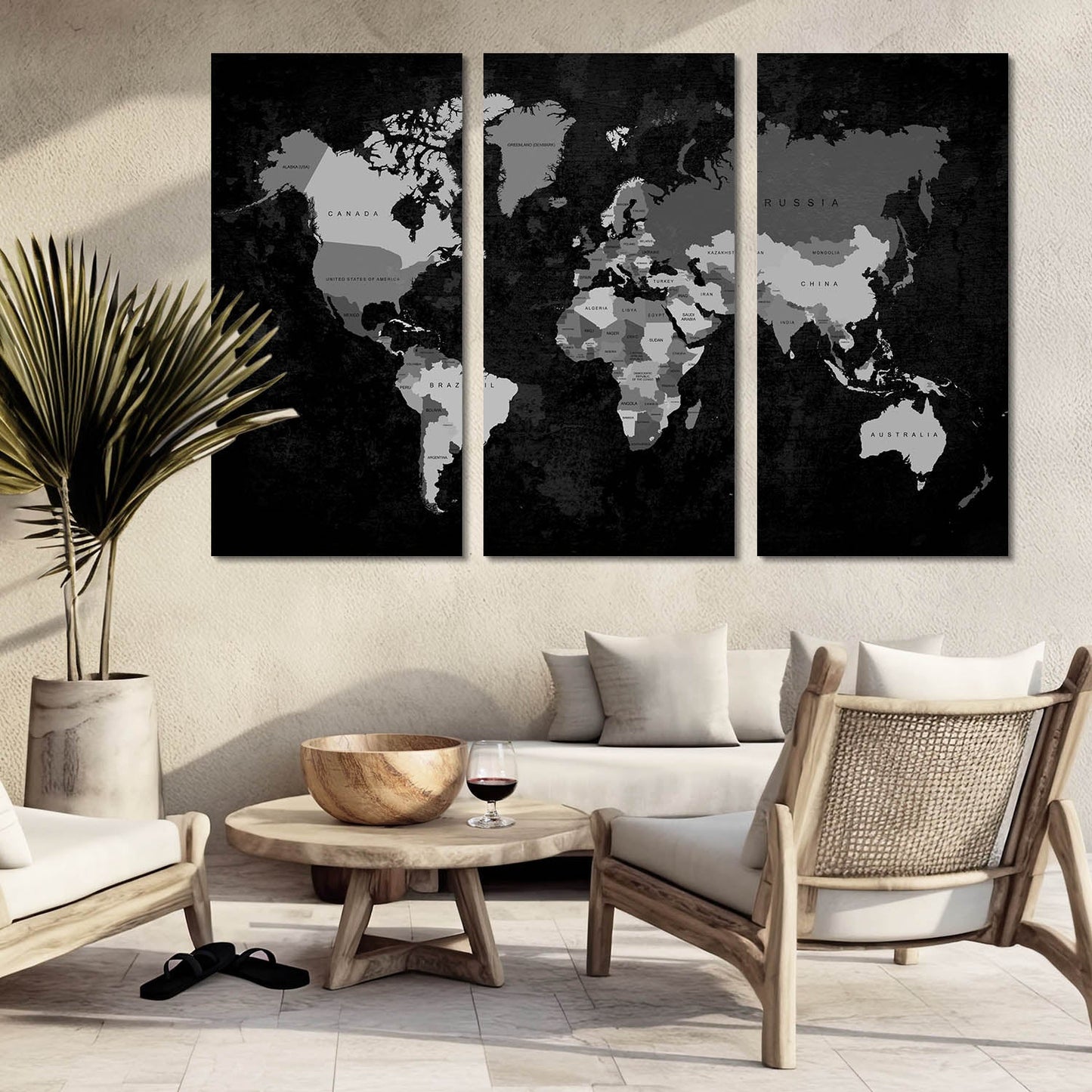 Map Wall Art Canvas, Wall Painting for Living Room Wall Decoration