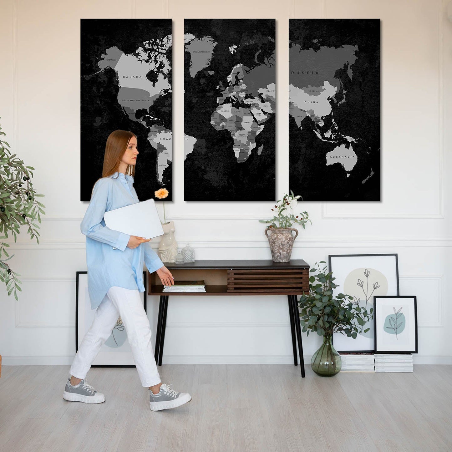 Map Wall Art Canvas, Wall Painting for Living Room Wall Decoration