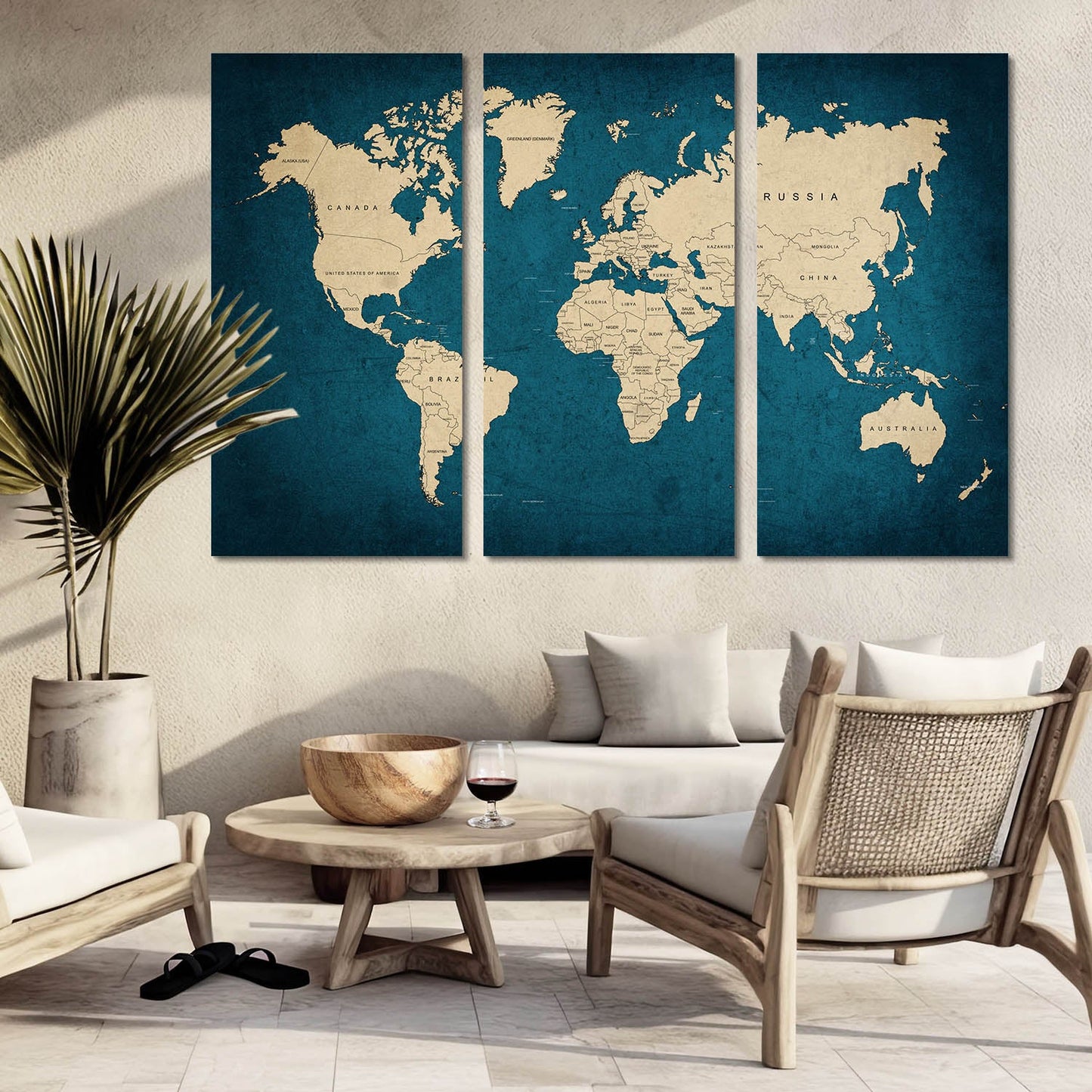 Map Wall Art Canvas, Wall Painting for Living Room Wall Decoration