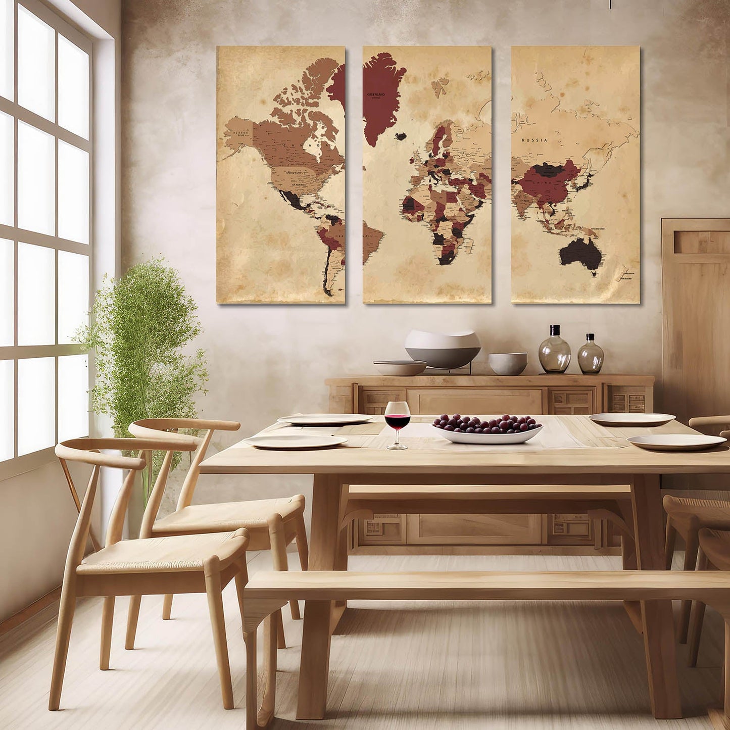 Map Wall Art Canvas, Wall Painting for Living Room Wall Decoration