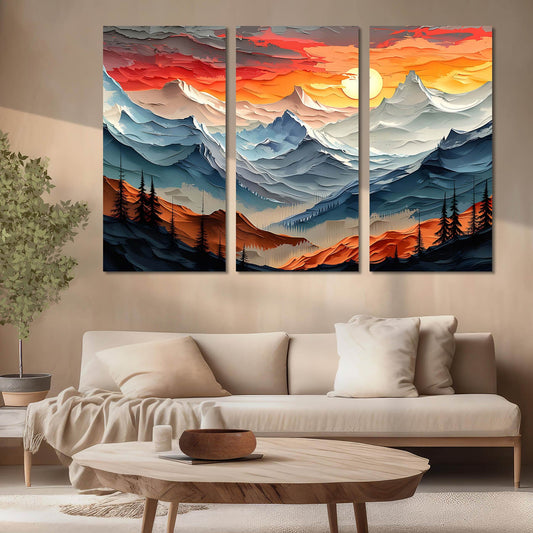 Mountain Modern Wall Art Canvas Art Set For Home Décor