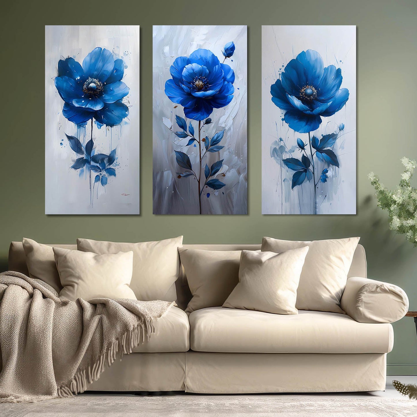 Floral Wall Art Canvas For Living Room