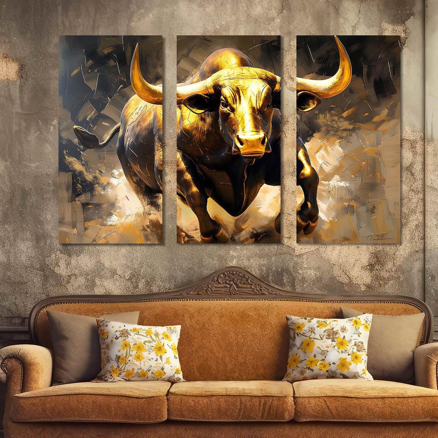 Golden Bull Canvas For Home Décor And Living Room