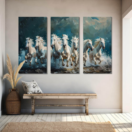 Seven Running Horses Wall Canvas For Home Décor And Living Room