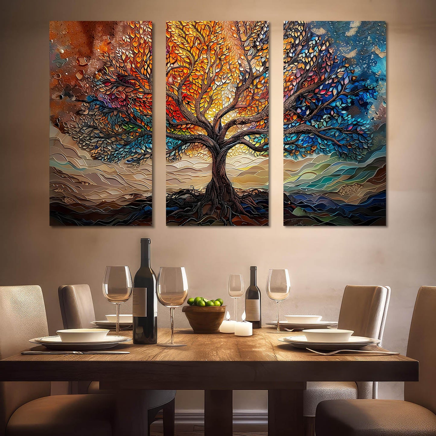 Tree of Life Vibrant Tree Wall Canvas Painting For Home Décor And Living Room