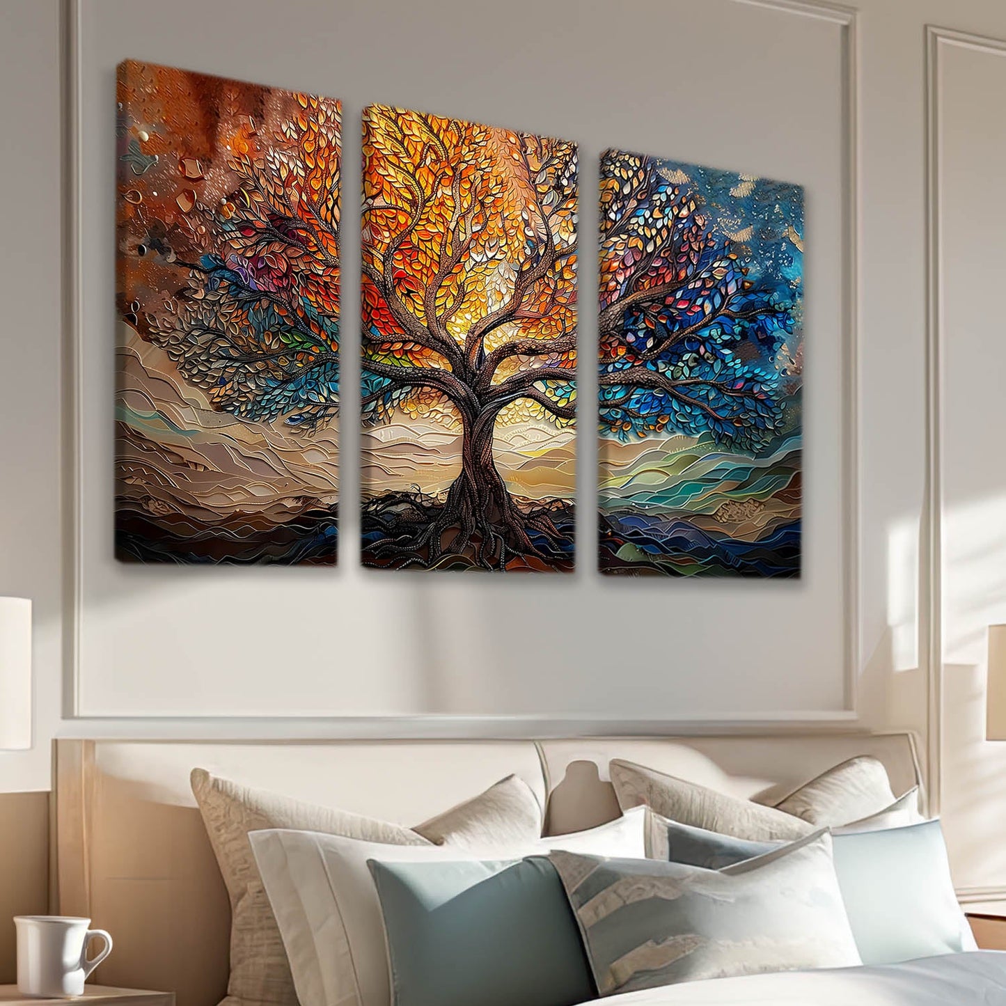 Tree of Life Vibrant Tree Wall Canvas Painting For Home Décor And Living Room