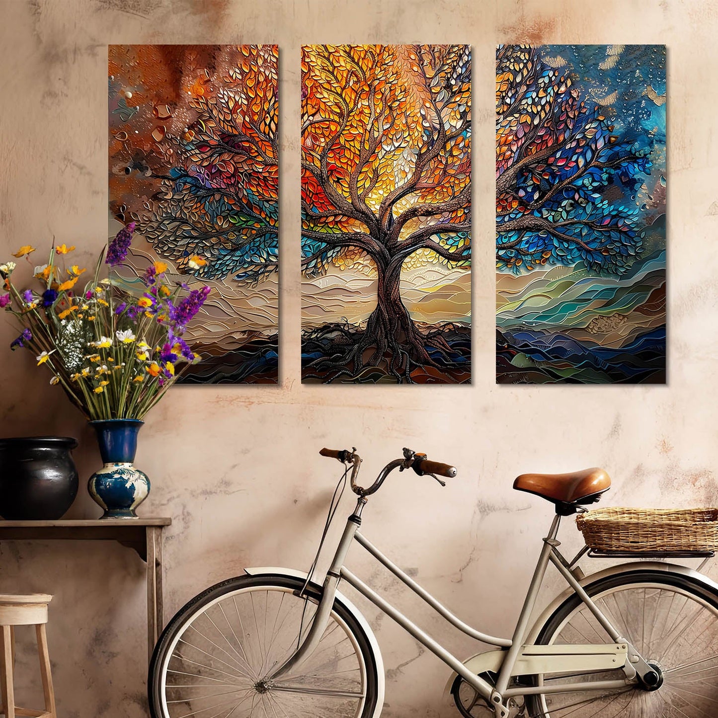 Tree of Life Vibrant Tree Wall Canvas Painting For Home Décor And Living Room