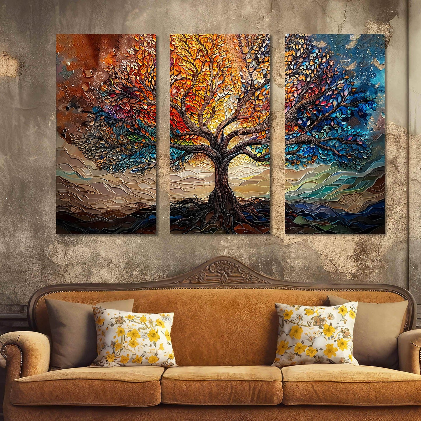 Tree of Life Vibrant Tree Wall Canvas Painting For Home Décor And Living Room