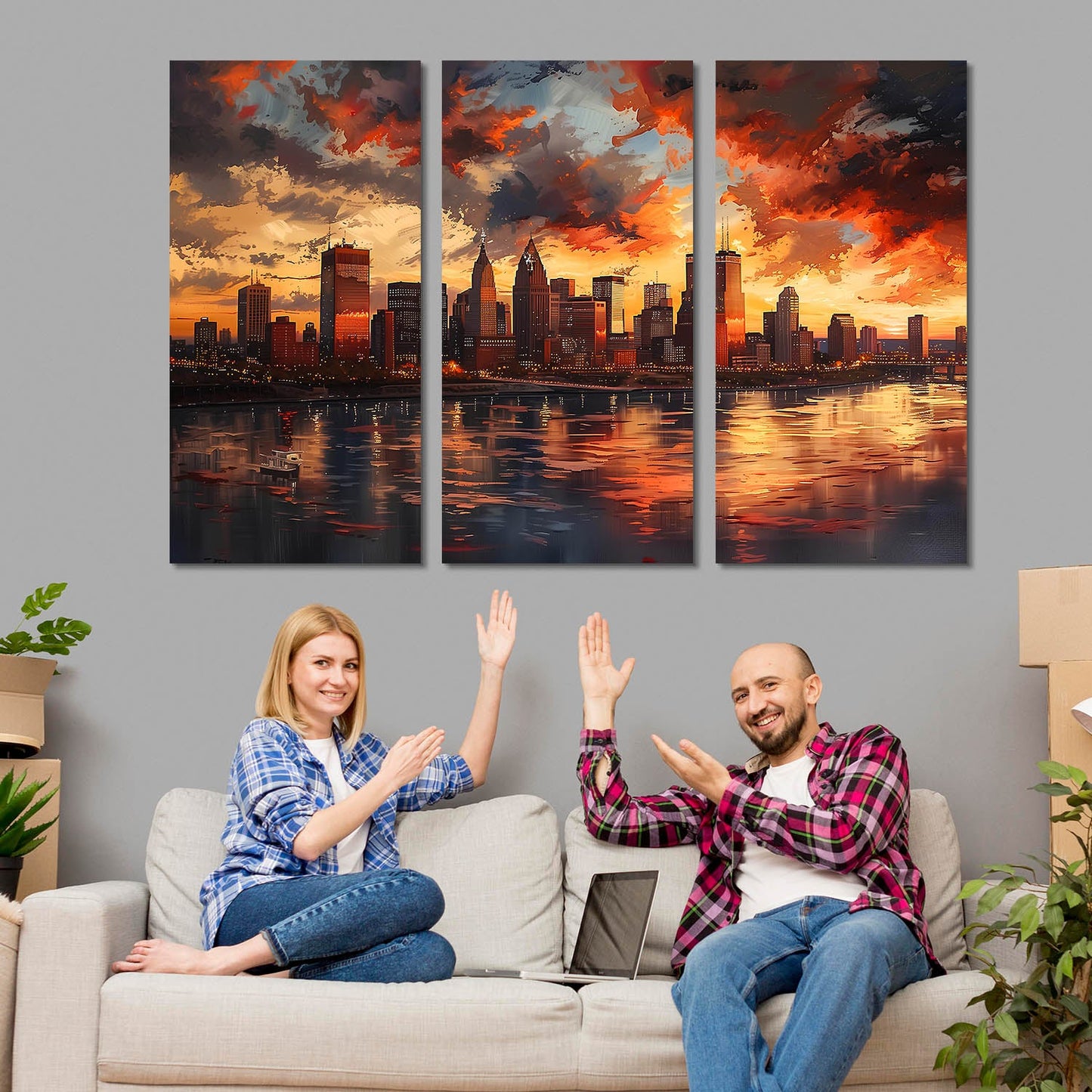 Vibrant City Art Canvas Painting For Home Décor And Living Room