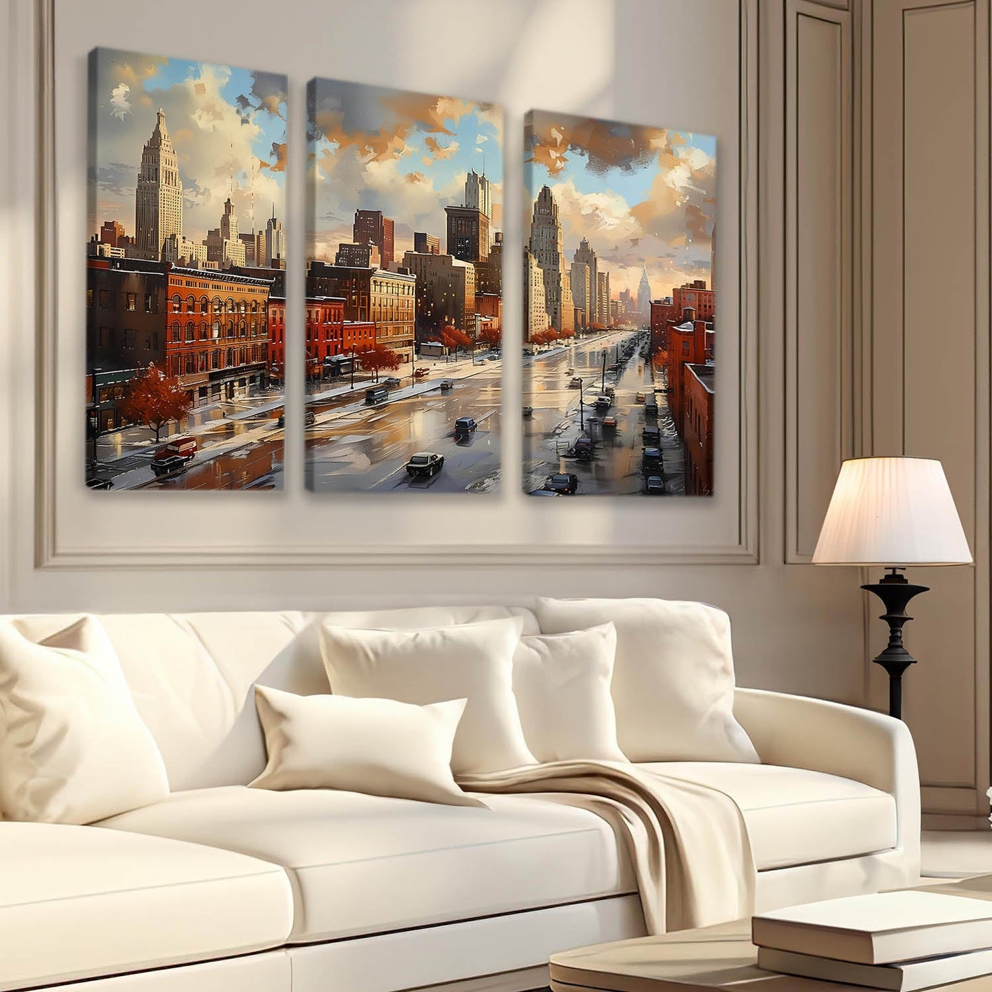 Vibrant Cityscape Canvas Painting For Home Décor And Living Room