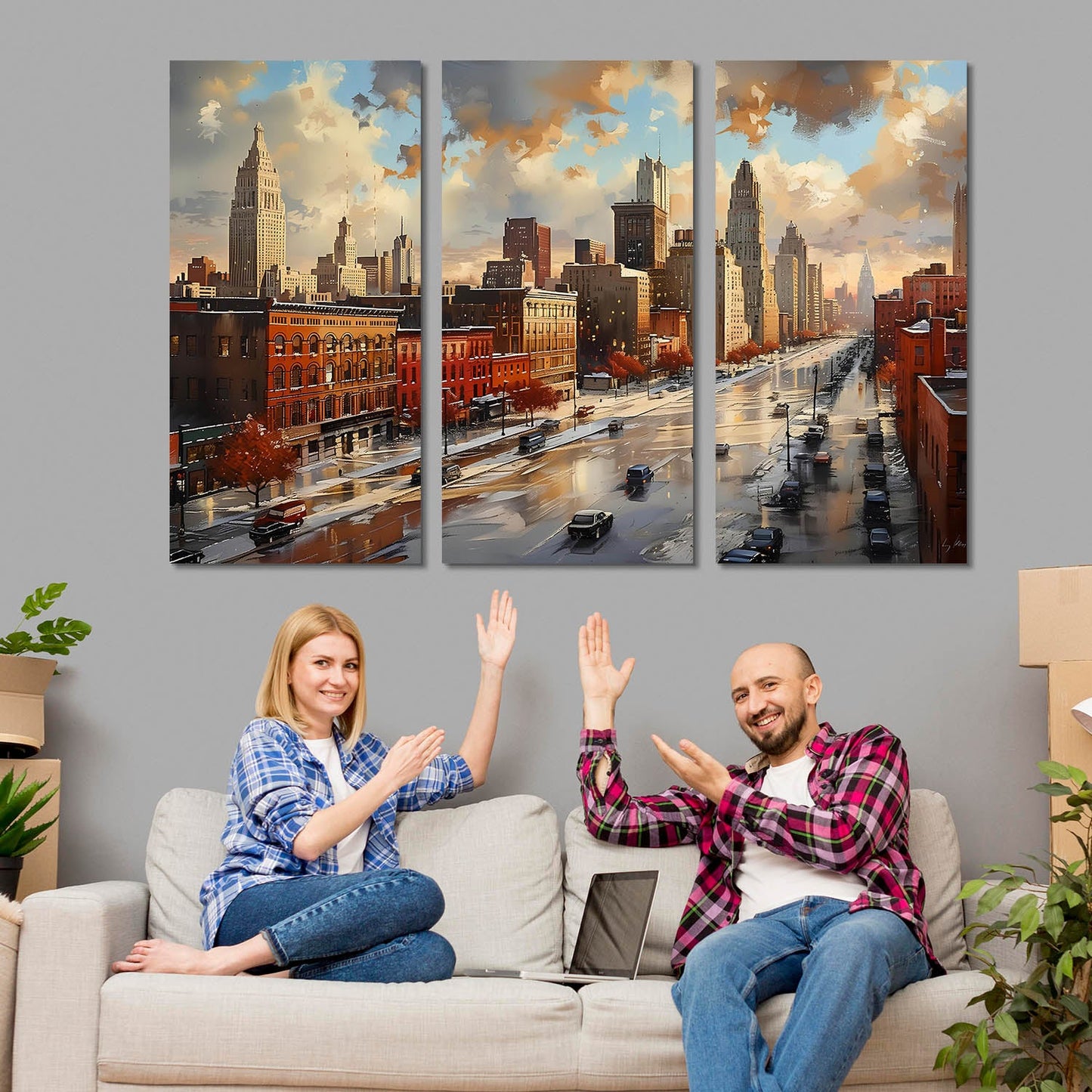 Vibrant Cityscape Canvas Painting For Home Décor And Living Room